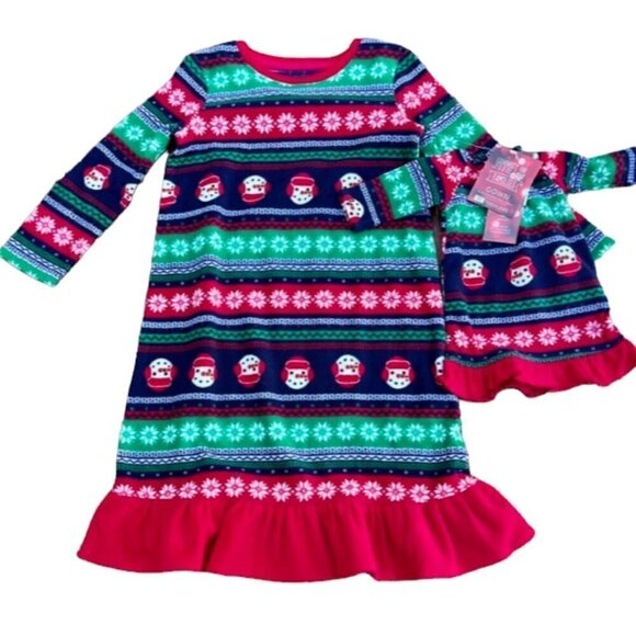 Toddler Girls Nightgown & Doll Gown Pajamas Set size 3T Showman/Snowflake Theme - Picture 1 of 5